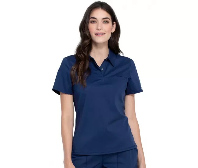 Medicininė moteriška polo palaidinė su apykakle WWE698 tamsiai mėlyna