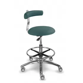 Saddle chair with wheels, backrest and footrest 1240GDent