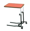Adjustable height table above the bed