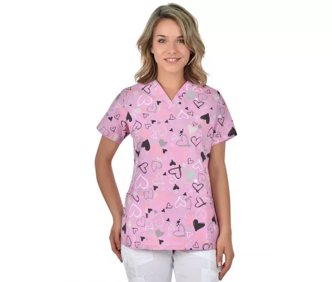 Scrub top BAMBINA, Pink Hearts Scrub top BAMBINA, Pink Hearts