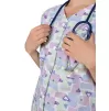 Medicininė moteriška palaidinė (tunika) CARINA, violetinė su širdelėmis ir kaspinėliais