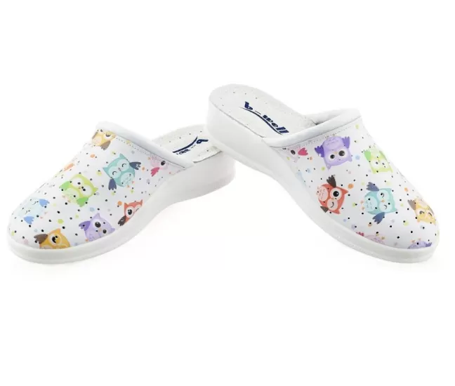 Darbo klumpės AERIAL Lady, baltos su pelėdomis