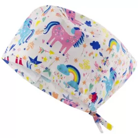 ADRIANA Surgical Cap, White Unicorns