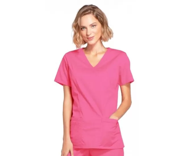 Mock Wrap Top WWE4728 in Shocking Pink