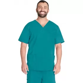 Unisex V-Neck Top WWE4725 in Teal Blue