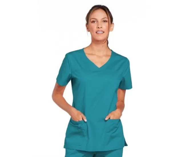 Medicininė moteriška palaidinė WWE4727 žalsvai mėlyna