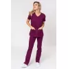 Cherokee Women's Stretch 3-Pocket V-Neck Top WWE4727 in Wine