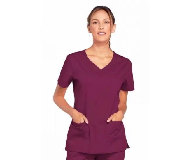 Medicininė moteriška palaidinė WWE4727 tamsiai raudona (vyno)