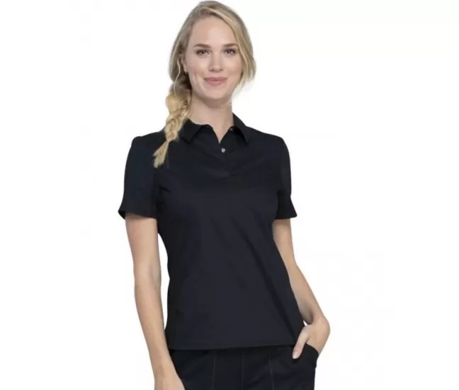 Tuckable Snap Front Polo Shirt WWE698 in Black