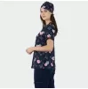 Medicininė moteriška palaidinė ISABELLA, mėlyna su herojais