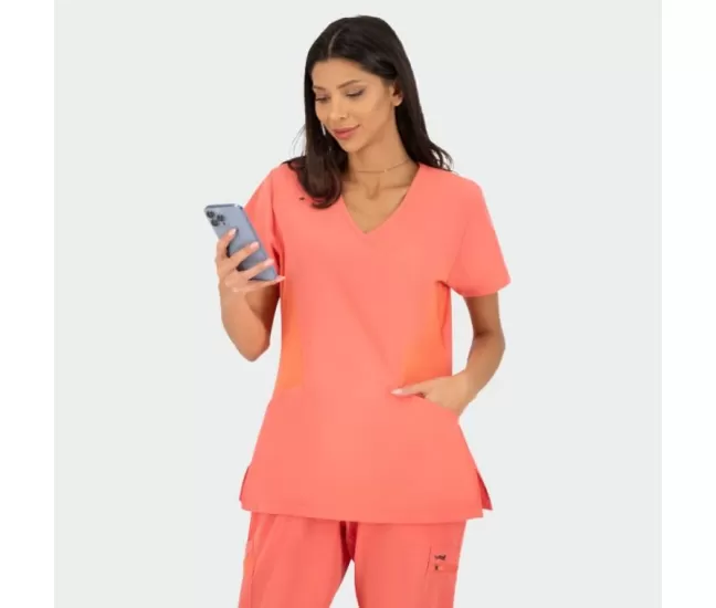 Scrub top JUSTINA, Coral Scrub top JUSTINA, Coral