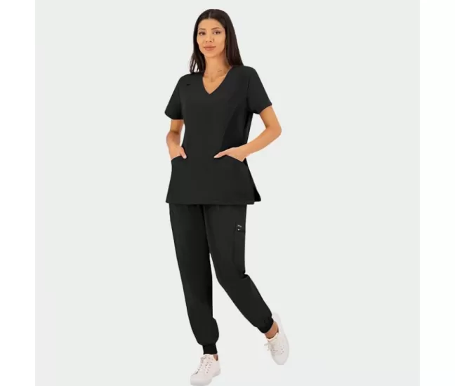 Medicininė moteriška palaidinė JUSTINA, juoda Medicininė moteriška palaidinė JUSTINA, juoda