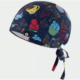 Scrub hat MODENA, blue with cup cake Scrub hat MODENA, blue with cup cake