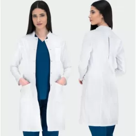 Medicininis moteriškas chalatas MILA, baltas Medicininis moteriškas chalatas MILA, baltas