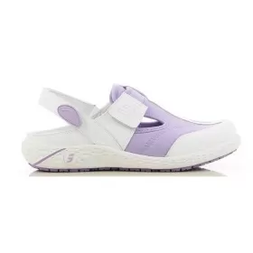 Sintetinės odos medicininės darbinės klumpės ALIZA, balta-violetinė