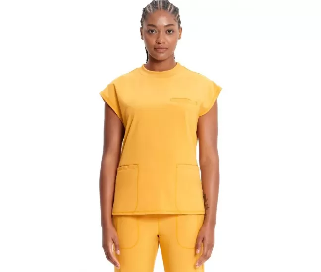 Women's Mock Neck Scrub Top CK742A Gold