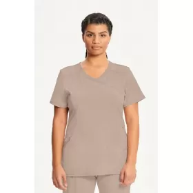 Women's Mock Wrap Solid Scrub Top 2625A Khaki