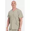 Men's V-Neck Utility Solid Scrub Top WW670 Khaki