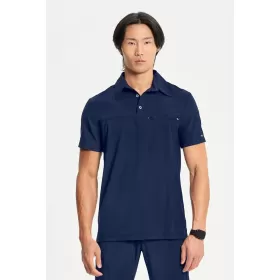 Men's Zip Pocket Polo Scrub Shirt CK825A Navy