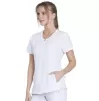 Women's Zip Front Round Neck Solid Scrub Top CK810A White