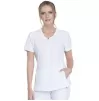 Women's Zip Front Round Neck Solid Scrub Top CK810A White