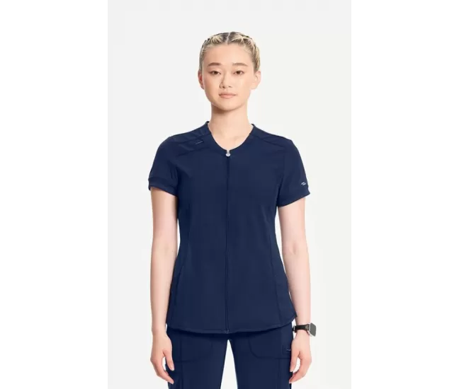 Medicininė moteriška palaidinė su užtrauktuku CK810A tamsiai mėlyna