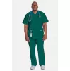 Men's V-Neck Utility Solid Scrub Top WW695 Hunter Green