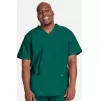 Men's V-Neck Utility Solid Scrub Top WW695 Hunter Green