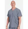 Men's V-Neck Utility Solid Scrub Top WW670 Grey