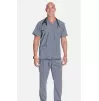 Men's V-Neck Utility Solid Scrub Top WW670 Grey