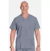 Men's V-Neck Utility Solid Scrub Top WW670 Grey