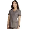 Women's Curved Hemline V-Neck Scrub Top CK840 IRON