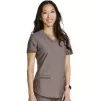 Women's Curved Hemline V-Neck Scrub Top CK840 IRON