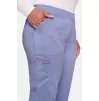 Women's Elastic Waist Cargo Pocket Scrub Pant WW110 Ceil Blue