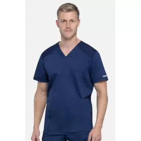 Men's V-Neck Solid Scrub Top WW603 Navy