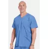 Men's V-Neck Utility Solid Scrub Top WW670 Ciel Blue
