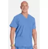 Men's V-Neck Utility Solid Scrub Top WW670 Ciel Blue
