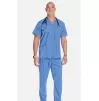 Men's V-Neck Utility Solid Scrub Top WW670 Ciel Blue