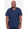 Men's V-Neck Utility Solid Scrub Top WW670 Navy