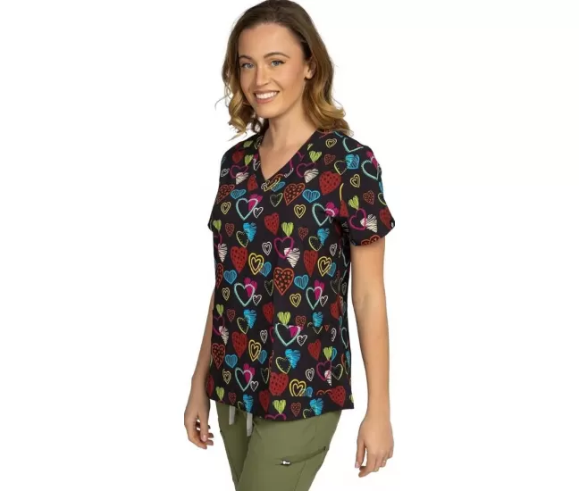 Women's Medical tunic ISABELLA, Colorful Love