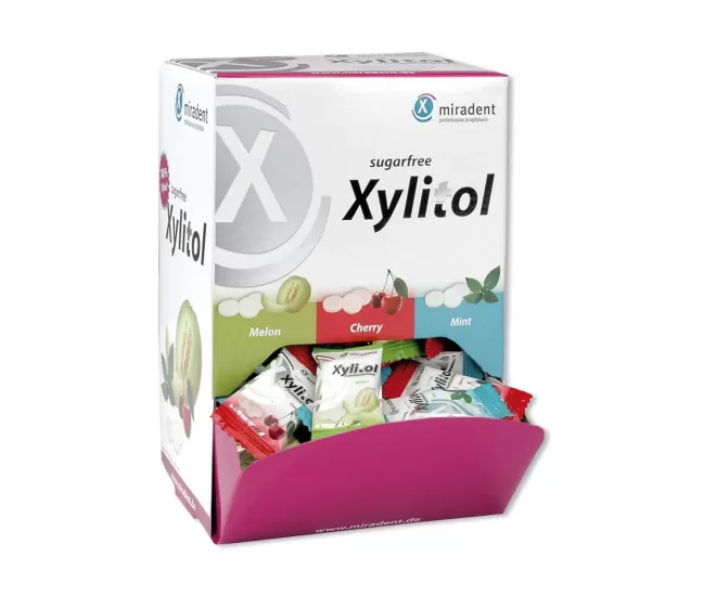 Pastilės be cukraus, su ksilitoliu, įvairių skonių, Miradent Xylitol, 100 vnt. Pastilės be cukraus, su ksilitoliu, įvairių skonių, Miradent Xylitol, 100 vnt.