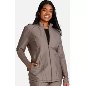 Women's Mesh Panel Zip Front Scrub Jacket CK390 Iron