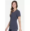 Women's Zip Front Round Neck Solid Scrub Top CK810A Pewter