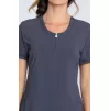 Women's Zip Front Round Neck Solid Scrub Top CK810A Pewter