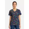 Medicininė moteriška palaidinė CK856 tamsiai mėlyna su džiunglių motyvais