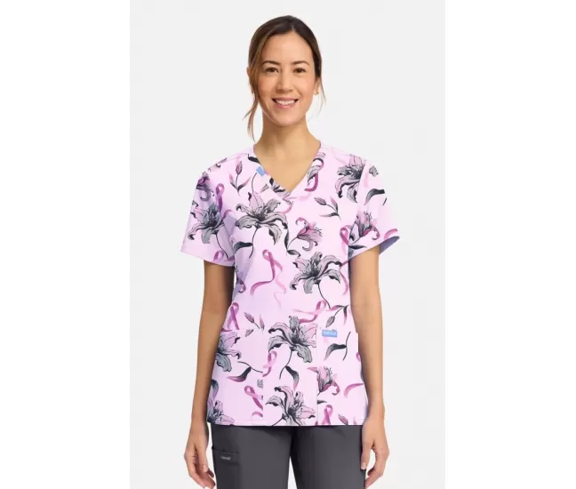 Women's Bumble Bee Bloom Print Scrub Top CK856 Loving Lilies