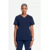Women's 2-Pocket Shirttail Knit V-Neck Scrub Top CK865A Navy