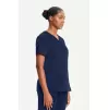 Women's 2-Pocket Shirttail Knit V-Neck Scrub Top CK865A Navy