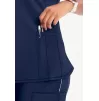 Women's 2-Pocket Shirttail Knit V-Neck Scrub Top CK865A Navy