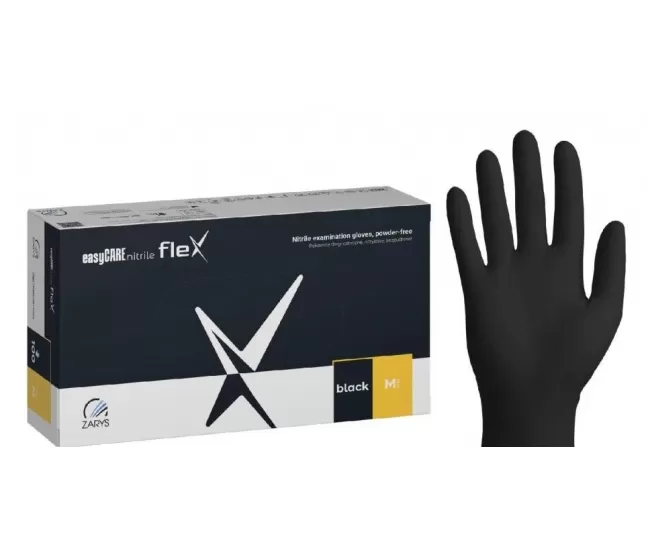 Nitrile disposable diagnostic and protective gloves, Easycare Flex, black, 100 pcs
